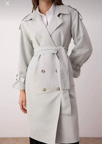 Bej Uzun Kadın Trençkot 36 Beden - Görsel 7