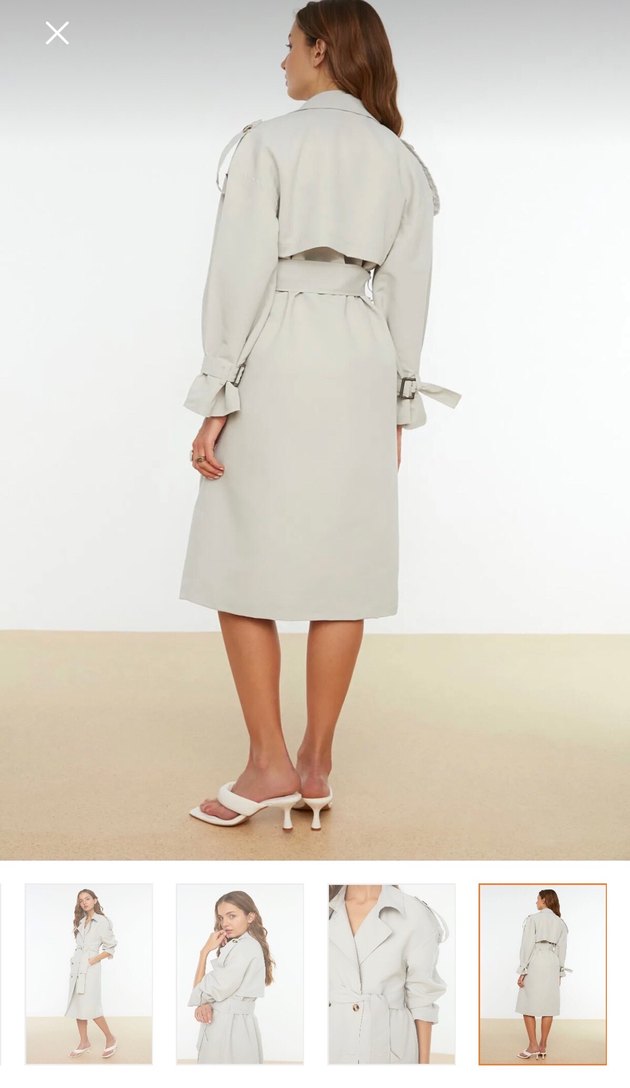 Bej Uzun Kadın Trençkot 36 Beden - Görsel 5