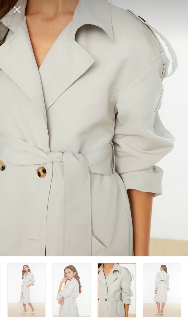 Bej Uzun Kadın Trençkot 36 Beden - Görsel 4