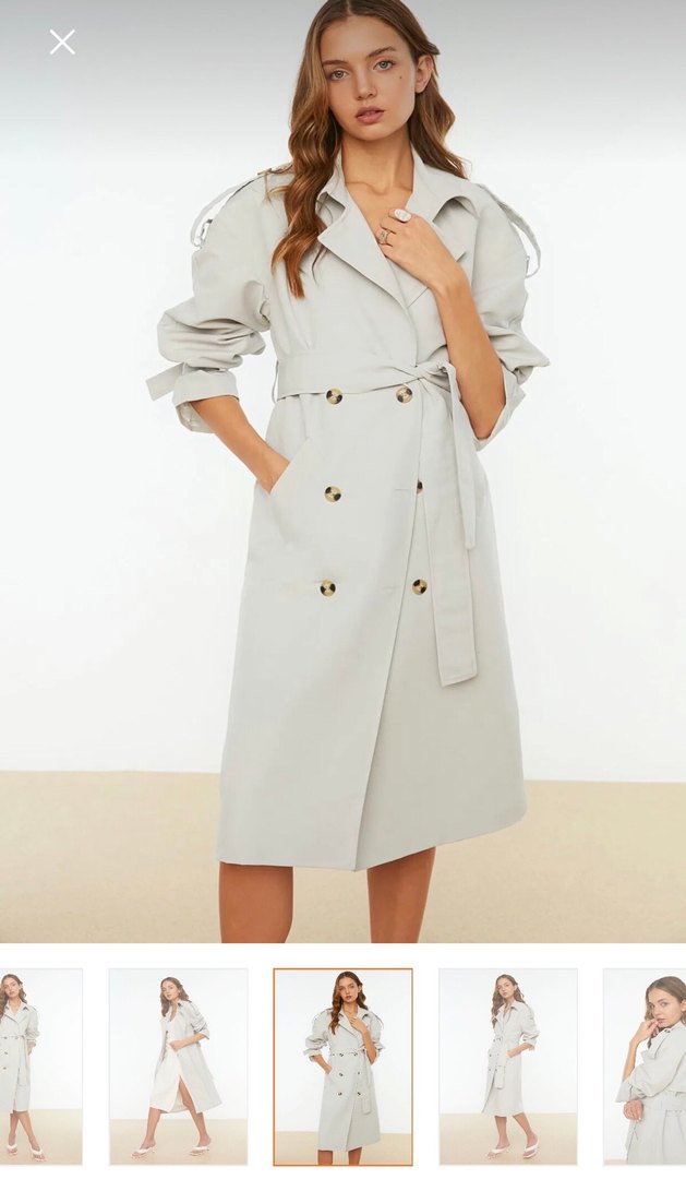 Bej Uzun Kadın Trençkot 36 Beden - Görsel 2