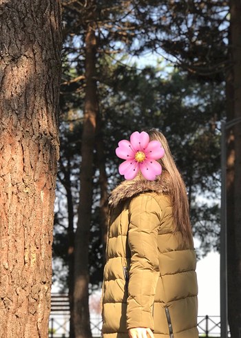 Stradivarius Kaz Tüyü Şişme Mont S Beden - Görsel 3