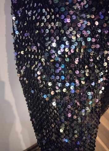 40 Beden siyah Renk Pullu payetli abiye pantalon