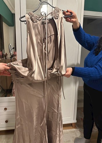 Nakışlı, V Yakalı, Uzun Hamile Abiyesi ILMIO - Görsel 9