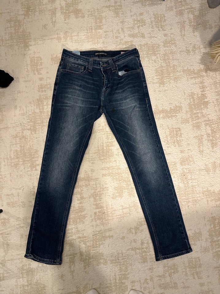 Mavi Düğmeli Rahat Kesim Kadın Kot Pantolon - Görsel 3