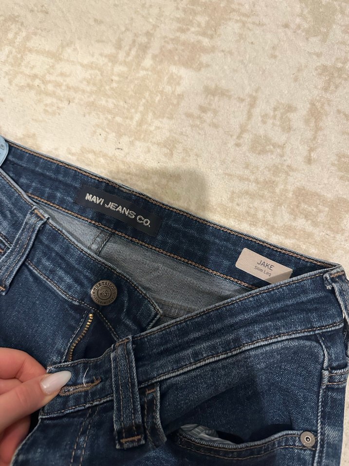 Mavi Düğmeli Rahat Kesim Kadın Kot Pantolon - Görsel 2