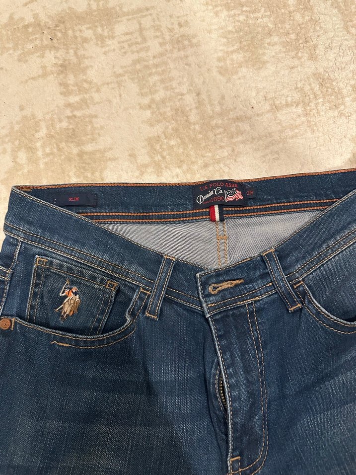 Nakışlı Mavi erkek Denim Pantolon - Görsel 2