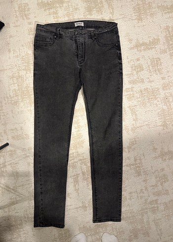 Pull and bear Gri Düğmeli Kadın Denim Pantolon - Görsel 2