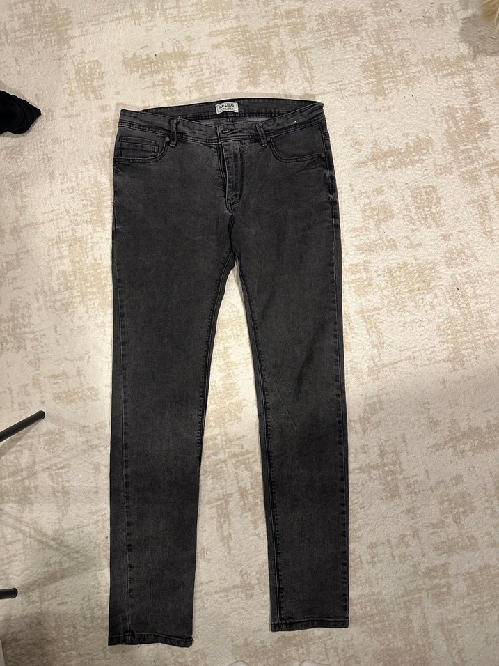 Pull and bear Gri Düğmeli Kadın Denim Pantolon - Görsel 3