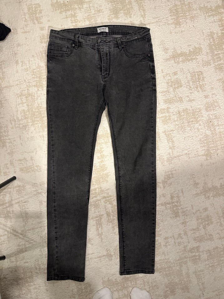 Pull and bear Gri Düğmeli Kadın Denim Pantolon - Görsel 2