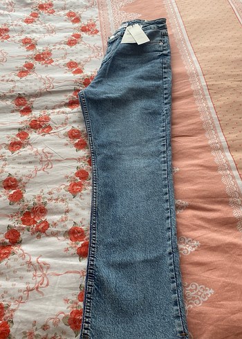 40 Beden mavi Renk Düğmeli Gri Denim Midi Kadın Jean