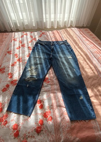 Kadın Lacivert Salaş Midi Denim Pantolon