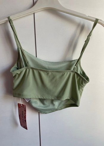 Mint Yeşili İnce Askılı Bustiyer crop - Görsel 4