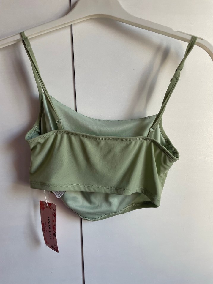 Mint Yeşili İnce Askılı Bustiyer crop - Görsel 4