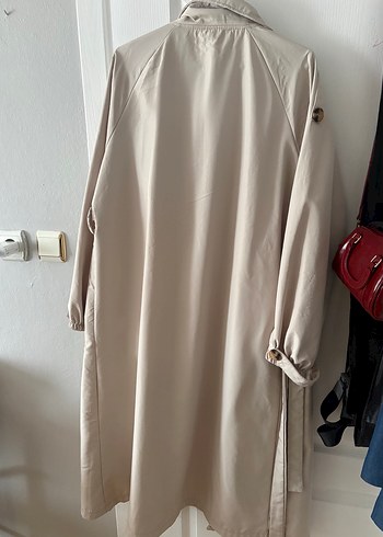 Diğer Bej Düğmeli Uzun Kadın Trençkot