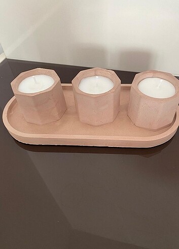 3 lü Geometrik Şekilli Mum