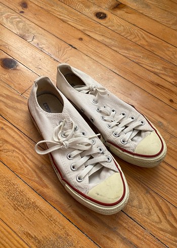 Beyaz converse Vintage Kadın Spor Ayakkabı - Görsel 2