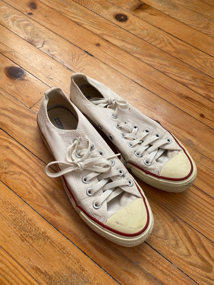 Beyaz converse  Vintage Kadın Spor Ayakkabı - Görsel 2