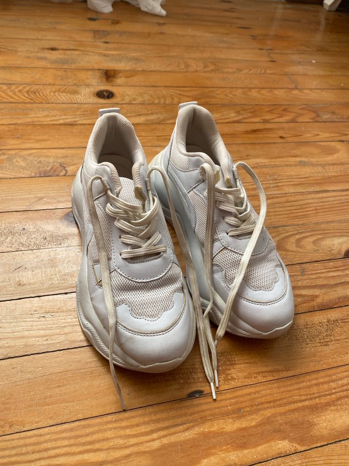 Beyaz Platform Topuklu Kadın Spor Ayakkabı - Görsel 2