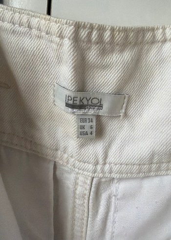 Beyaz Yüksek Bel Kadın baggy jorts - Görsel 3