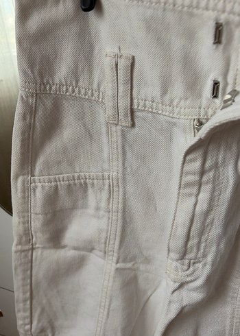 Beyaz Yüksek Bel Kadın baggy jorts - Görsel 4