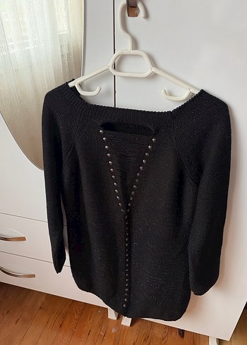 Siyah Kadın Triko Basic Kazak - Görsel 4