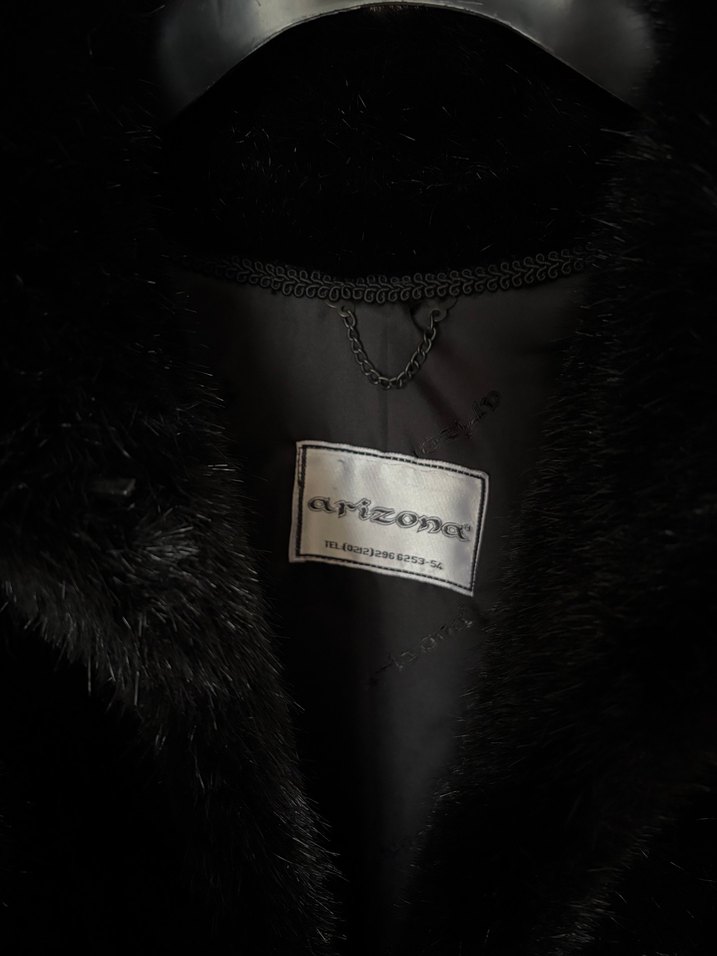 Kadın Siyah Deri Detaylı Kürk Ceket - Görsel 2