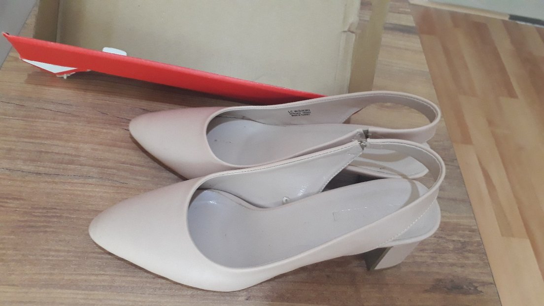 Bej Tokalı Kadın Topuklu Ofis Ayakkabısı - Görsel 4