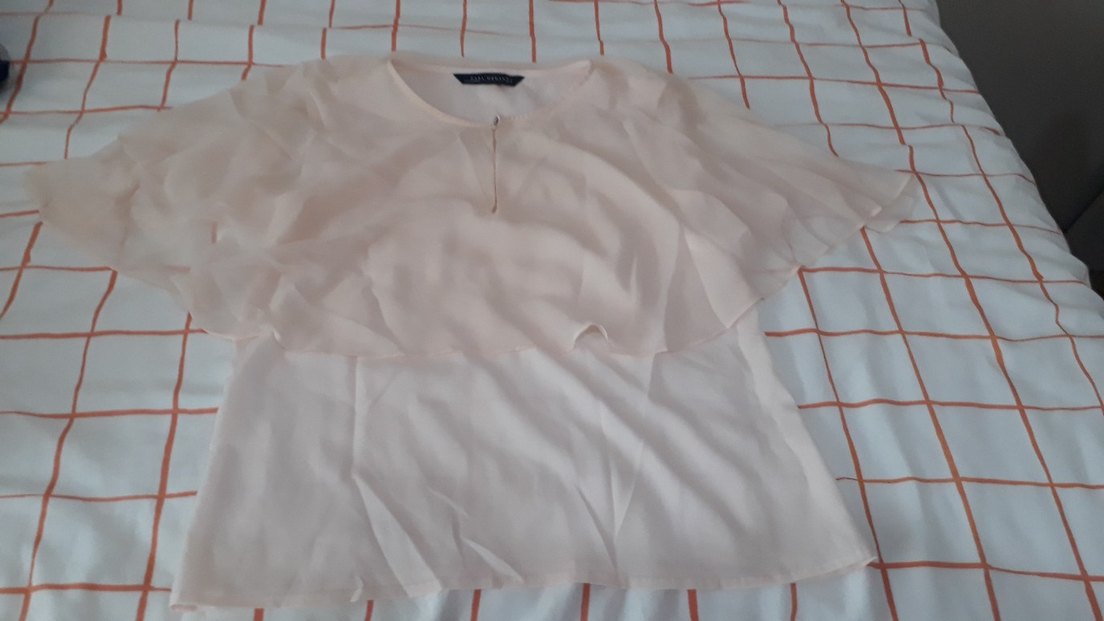 Düğmeli V Yaka Bej Hamile Bluz - Görsel 2