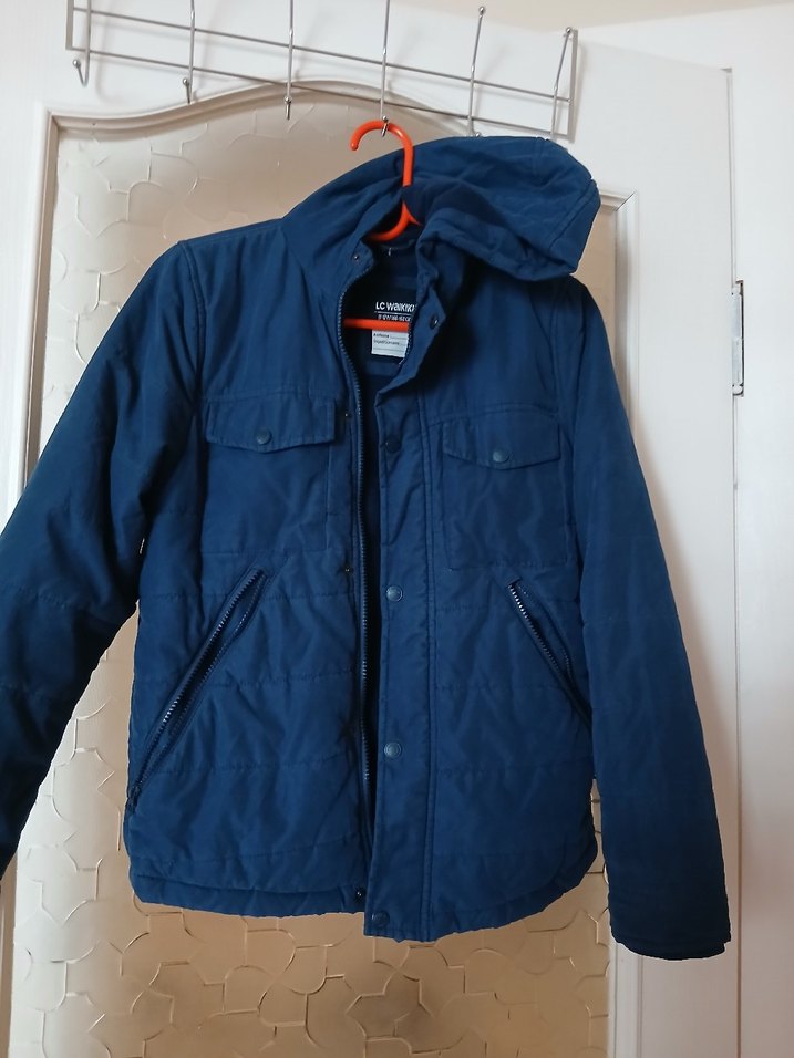 Düğmeli Mavi Erkek Çocuk Mont - Görsel 2