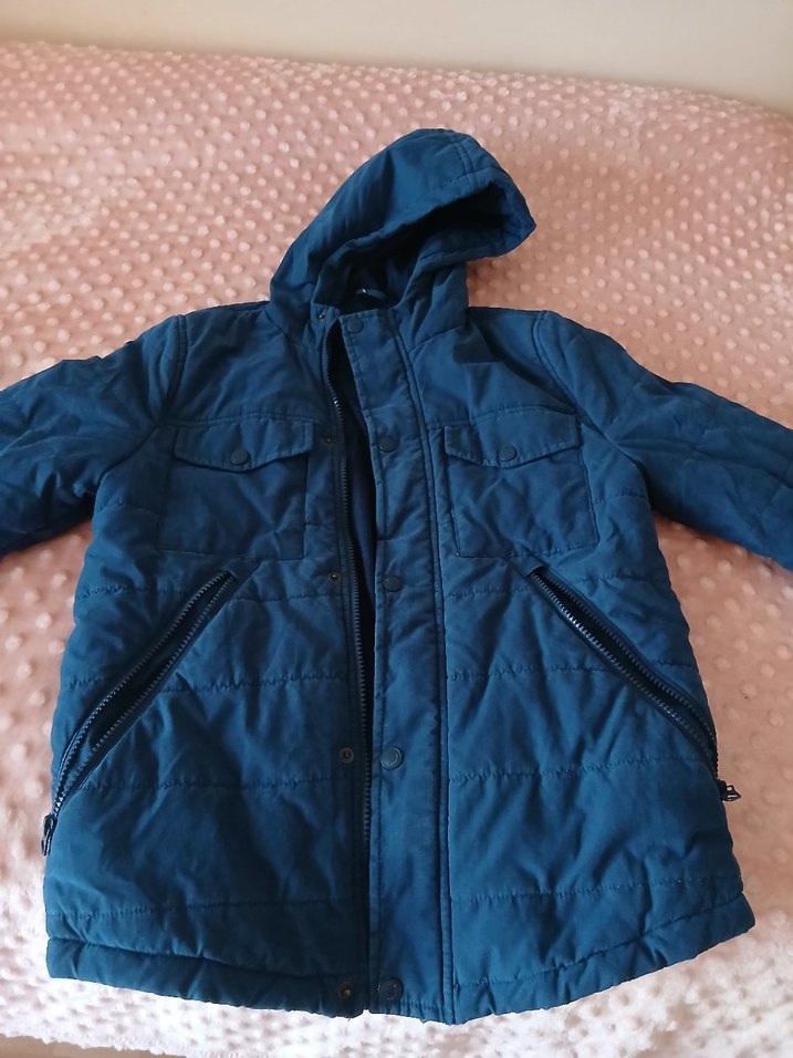 Düğmeli Mavi Erkek Çocuk Mont - Görsel 3