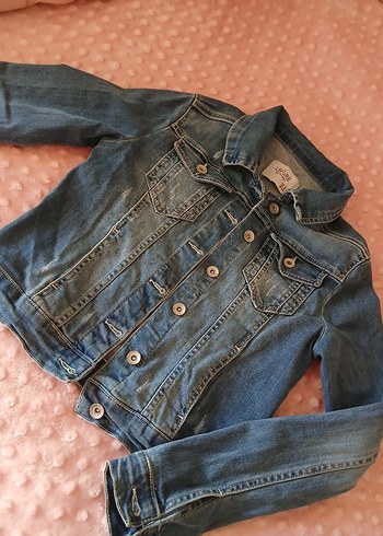 Kız Çocuk Lacivert Denim Düğmeli Ceket - Görsel 2