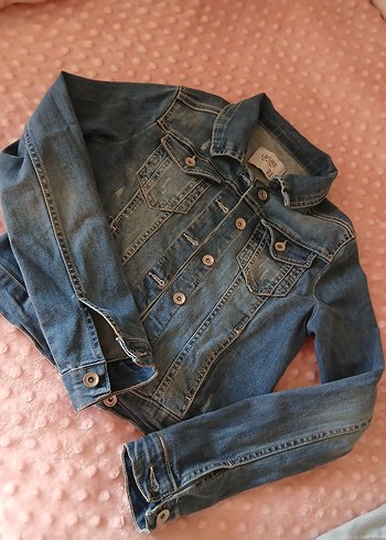 Kız Çocuk Lacivert Denim Düğmeli Ceket - Görsel 3