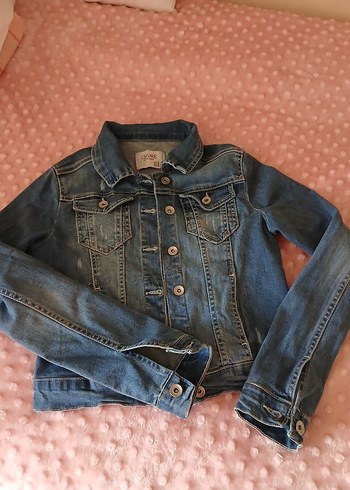 Kız Çocuk Lacivert Denim Düğmeli Ceket - Görsel 5