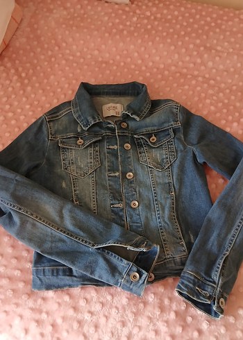 Kız Çocuk Lacivert Denim Düğmeli Ceket - Görsel 4