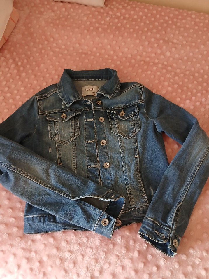 Kız Çocuk Lacivert Denim Düğmeli Ceket - Görsel 5