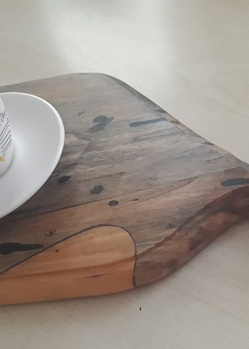 Beyaz Seramik Fincan ve Ahşap Altlık Seti - Görsel 5