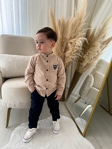 3 Yaş Beden lacivert Renk Kemerli 2 li takım