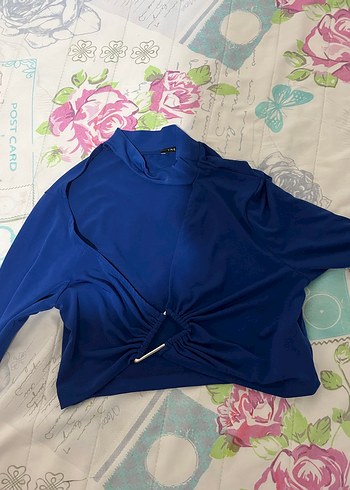 Kadın Lacivert Uzun Kollu Salaş Bluz s-m beden - Görsel 2