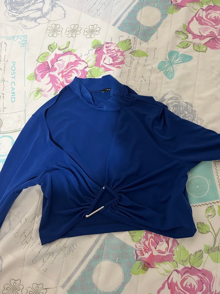 Kadın Lacivert Uzun Kollu Salaş Bluz s-m beden - Görsel 2