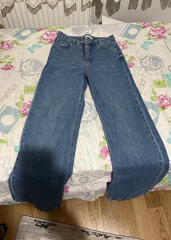 Mavi Bol Kesim Midi Kadın Kot Pantolon sorunsuz - Görsel 2