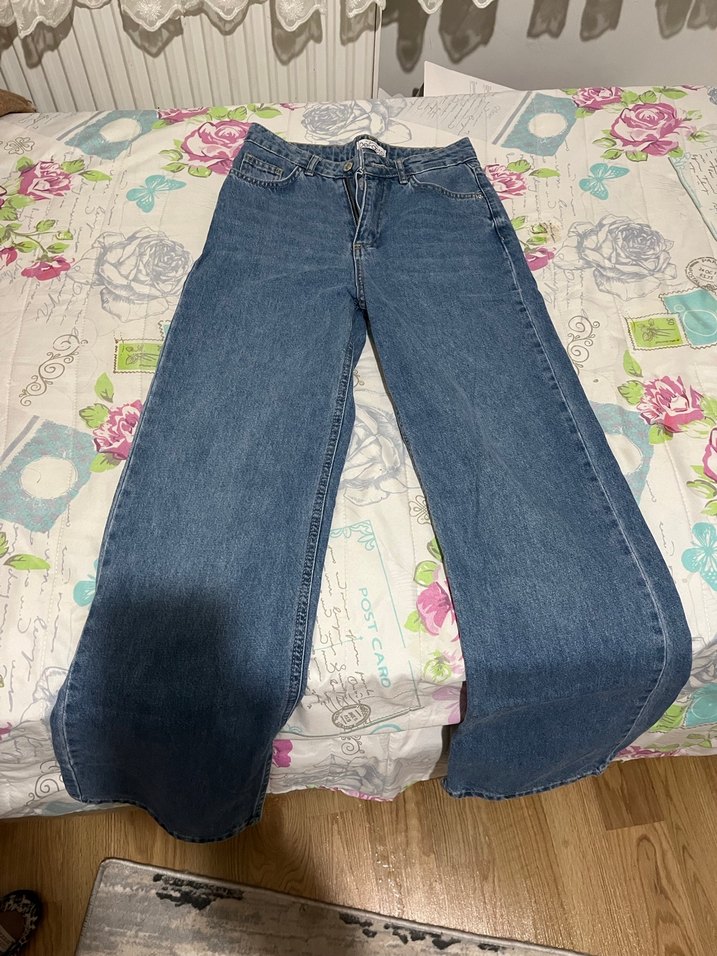 Mavi Bol Kesim Midi Kadın Kot Pantolon sorunsuz - Görsel 2