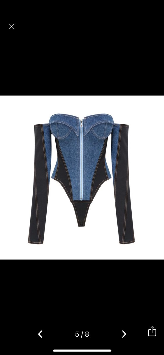 Siyah Denim Korse Mini Elbise s m beden - Görsel 2