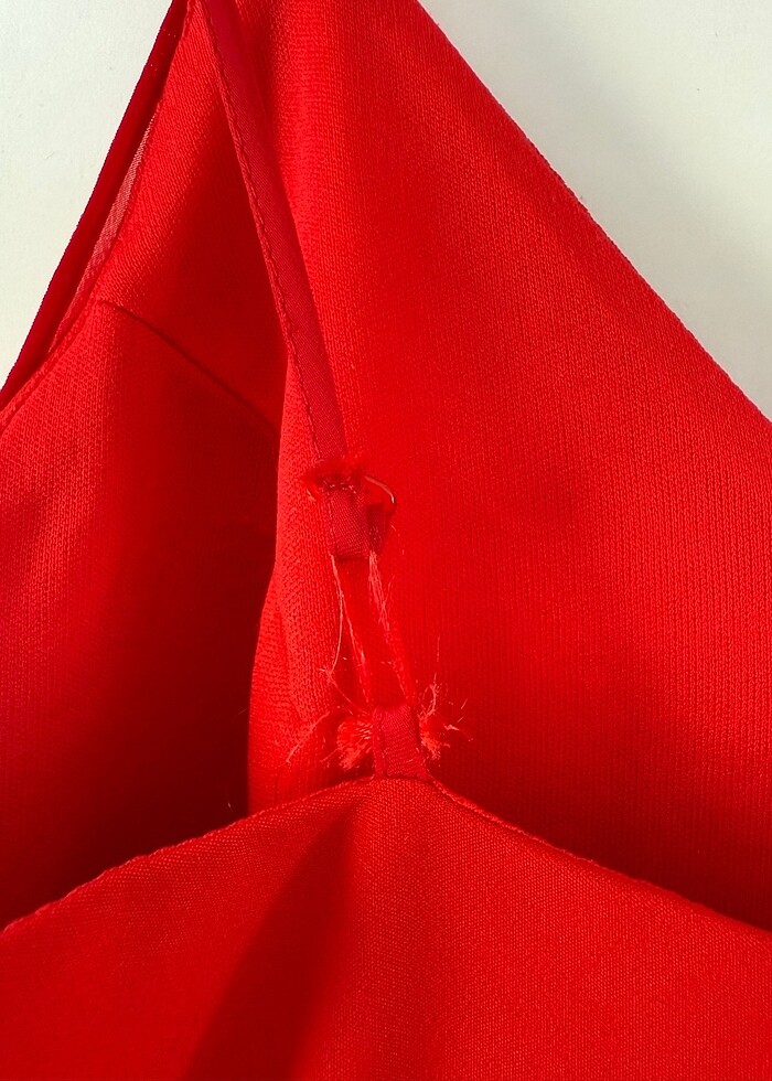 Kırmızı tül detaylı elbise - Görsel 5