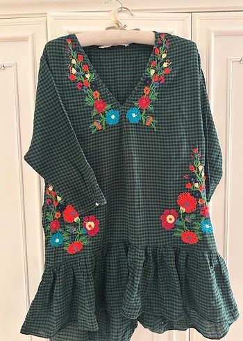 Nakışlı, Volanlı, V Yaka Hamile Tunik