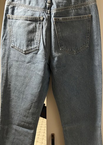 Kadın Gri Mavi Midi Boy Bol Kesim Denim Jean - Görsel 2