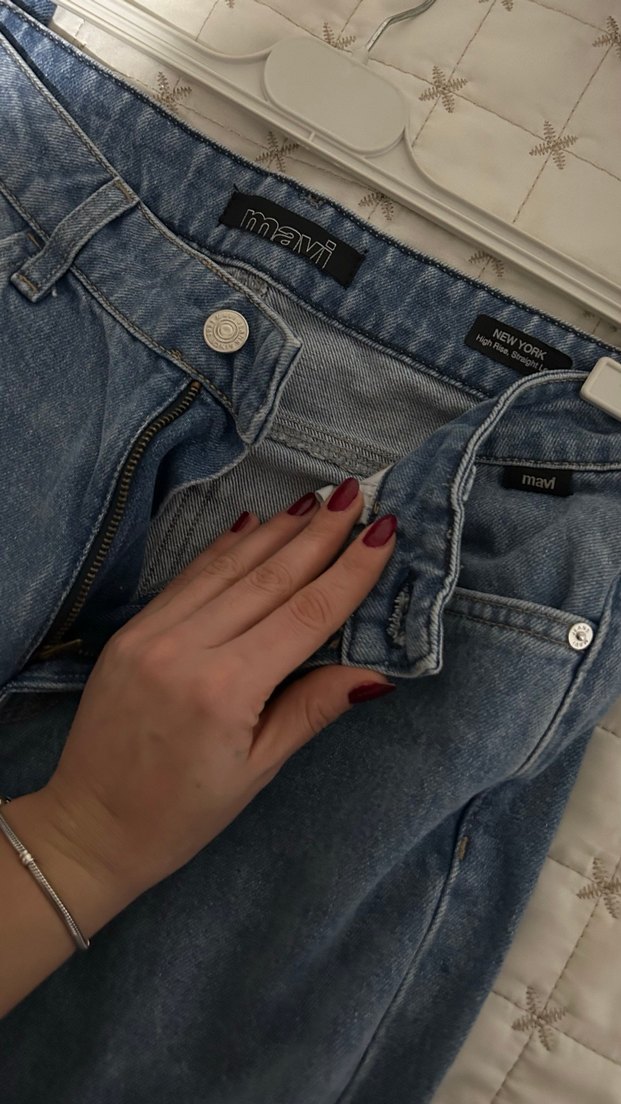 Kadın Gri Mavi Midi Boy Bol Kesim Denim Jean - Görsel 3