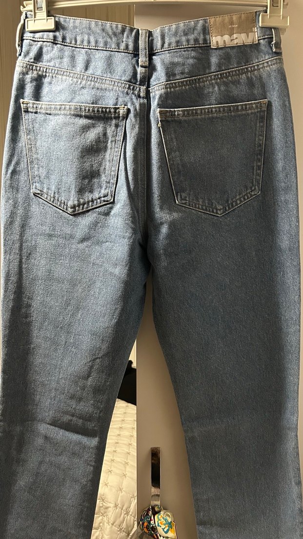 Kadın Gri Mavi Midi Boy Bol Kesim Denim Jean - Görsel 2