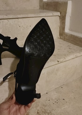 Siyah süet Tokalı Stiletto Topuklu Kadın Ayakkabı - Görsel 5