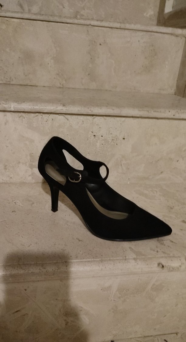 Siyah süet Tokalı Stiletto Topuklu Kadın Ayakkabı - Görsel 4