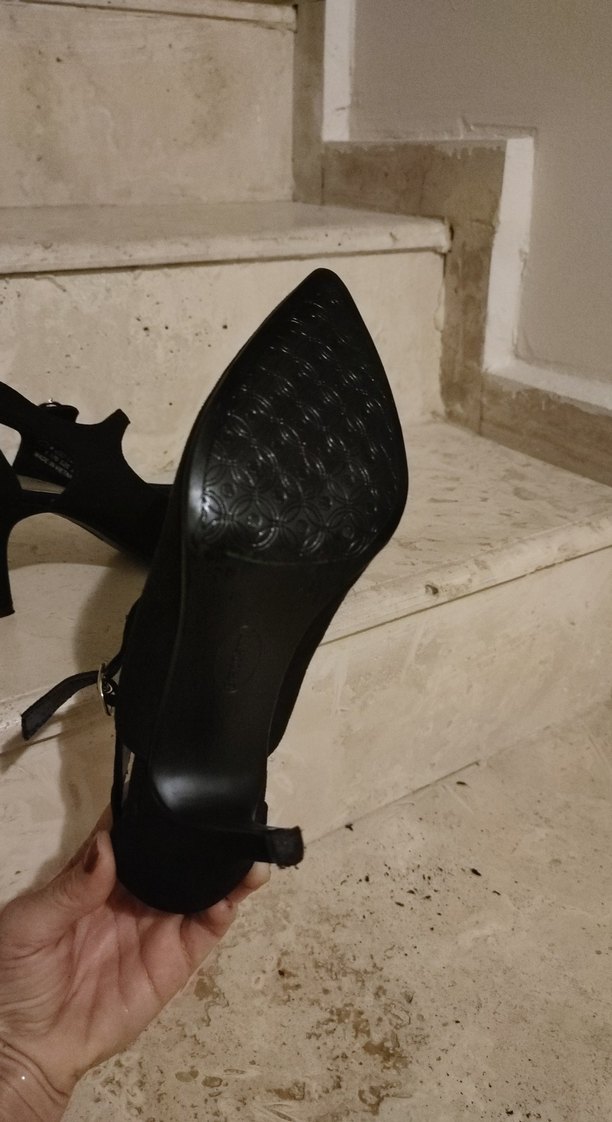Siyah süet Tokalı Stiletto Topuklu Kadın Ayakkabı - Görsel 5